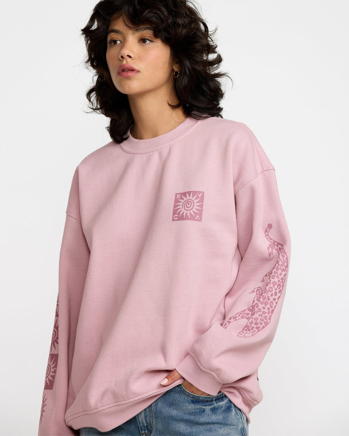 RVCA Baggie Boyfriend Crew Sweatshirt Lilac