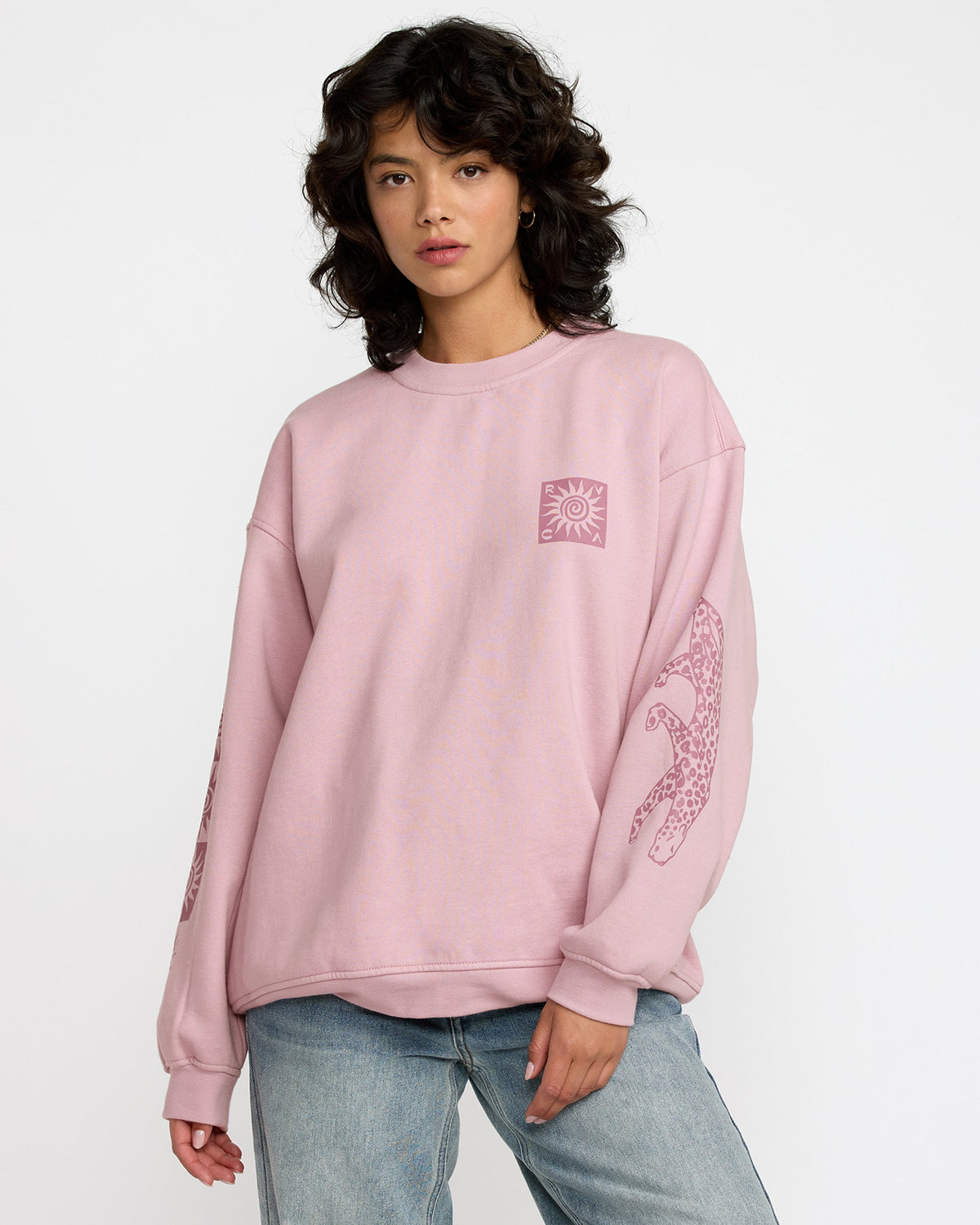 RVCA Baggie Boyfriend Crew Sweatshirt Lilac front