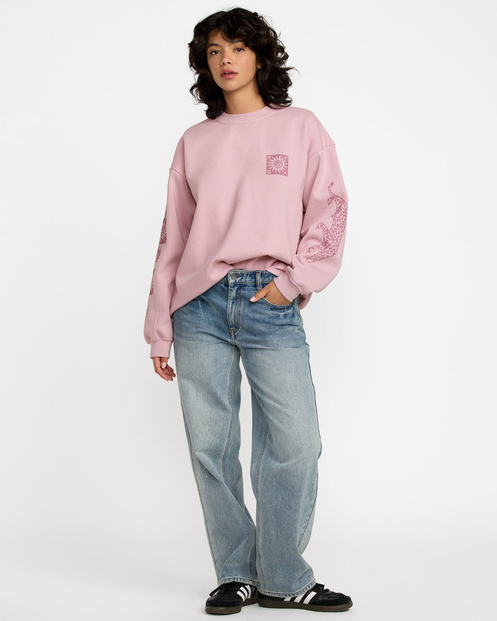 RVCA Baggie Boyfriend Crew Sweatshirt Lilac detail