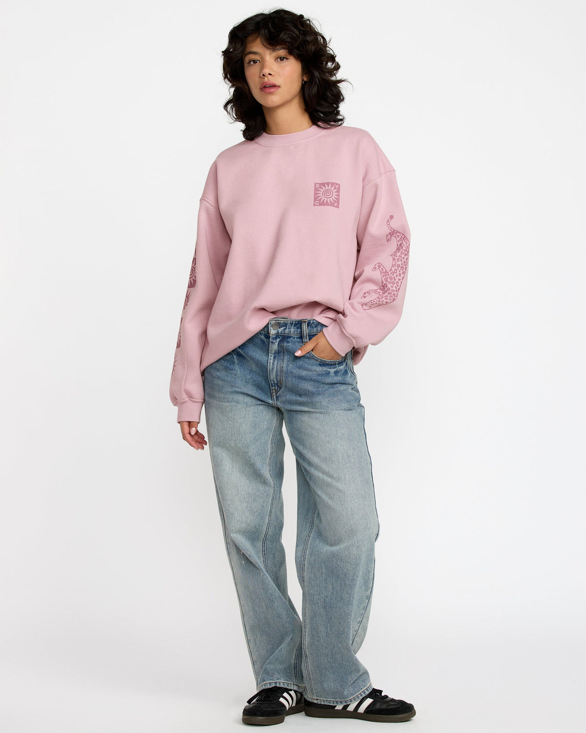 RVCA Baggie Boyfriend Crew Sweatshirt Lilac detail