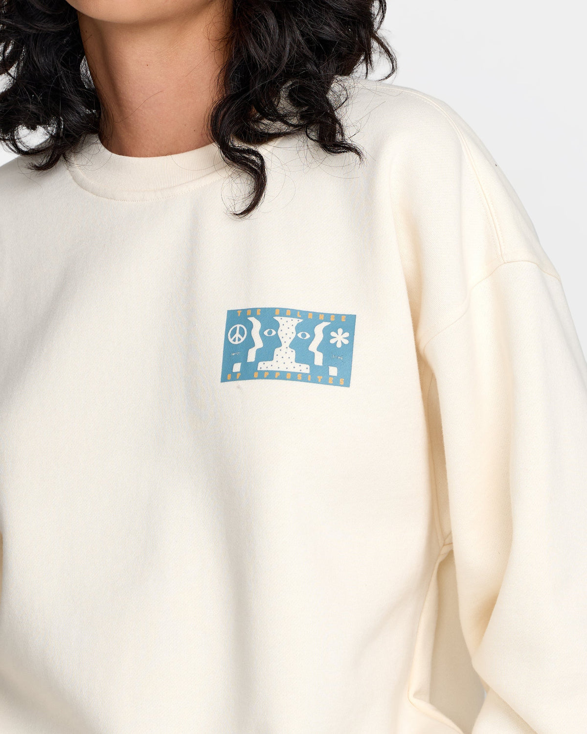 RVCA Baggie Boyfriend Crew Sweatshirt Antique White