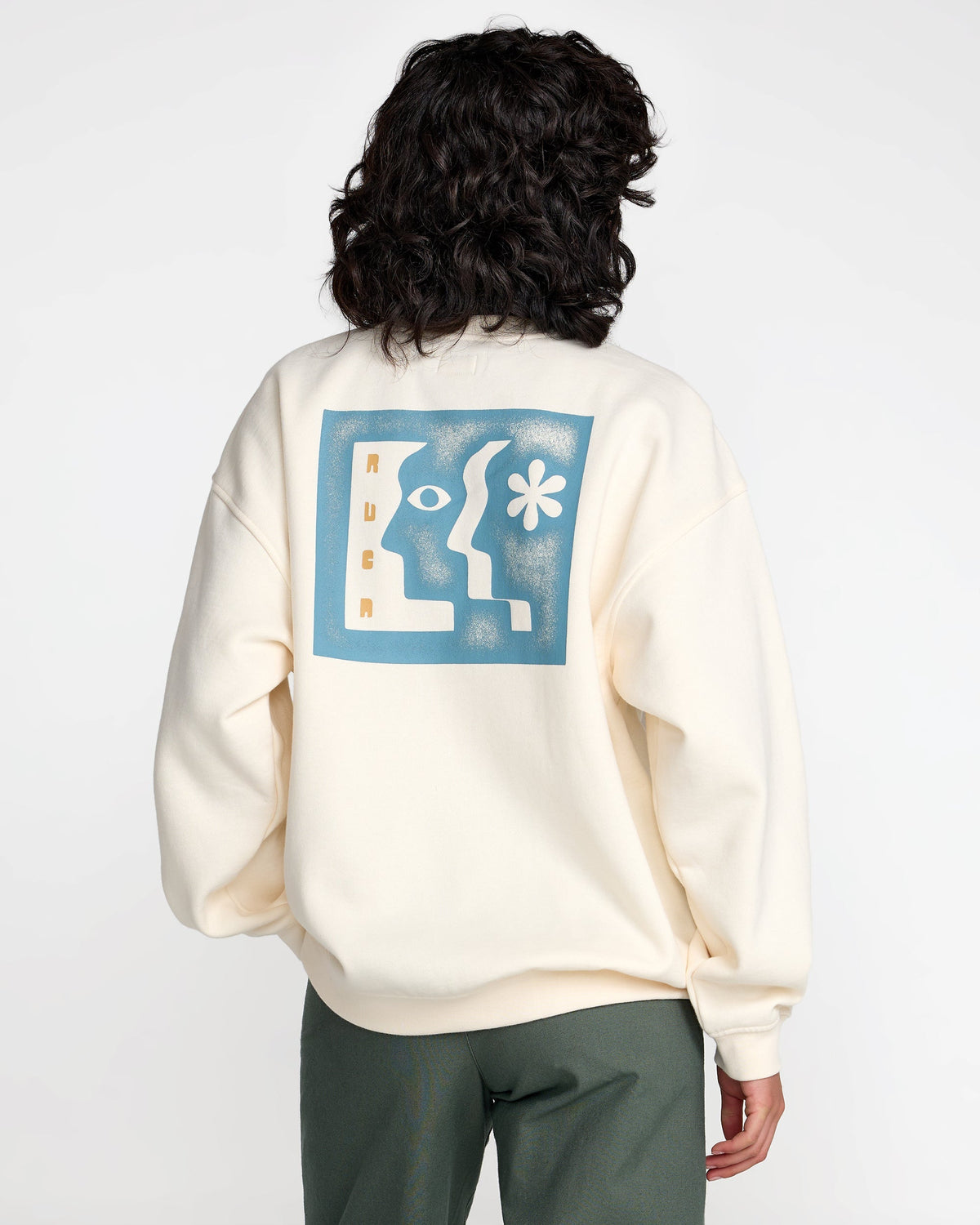 RVCA Baggie Boyfriend Crew Sweatshirt Antique White back