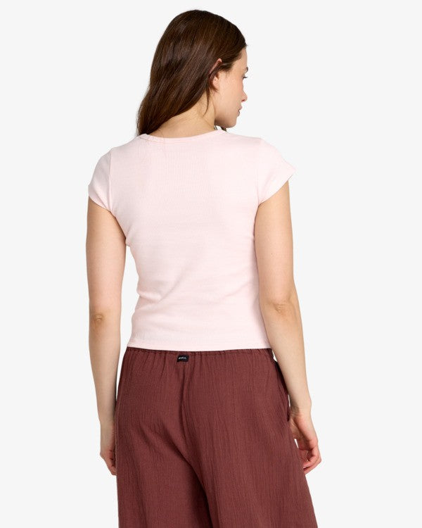 RVCA Women's Ribbed Slim Tee - Hazy Pink - back