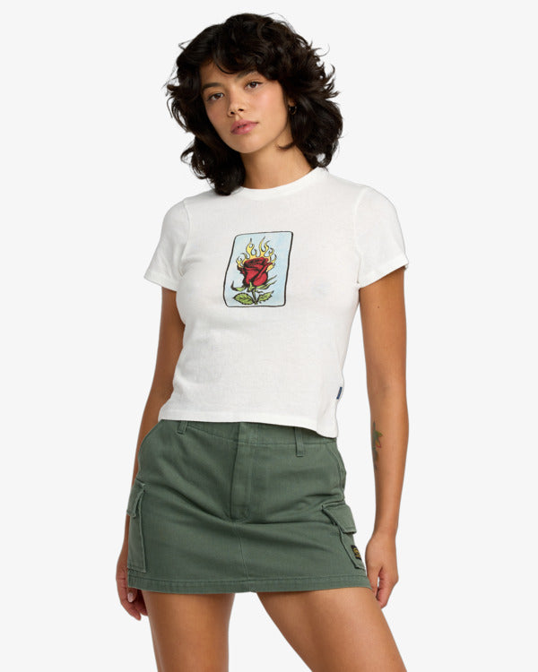RVCA Women's Spanky Loteria 411 Tee - Vintage White - front