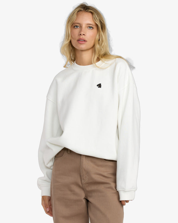 RVCA Women's Spanky Loteria Fleece Crew - Vintage White - front