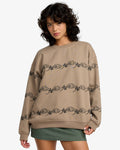 RVCA Women's Spanky Boyfriend Crew Sweatshirt - Taupe - front