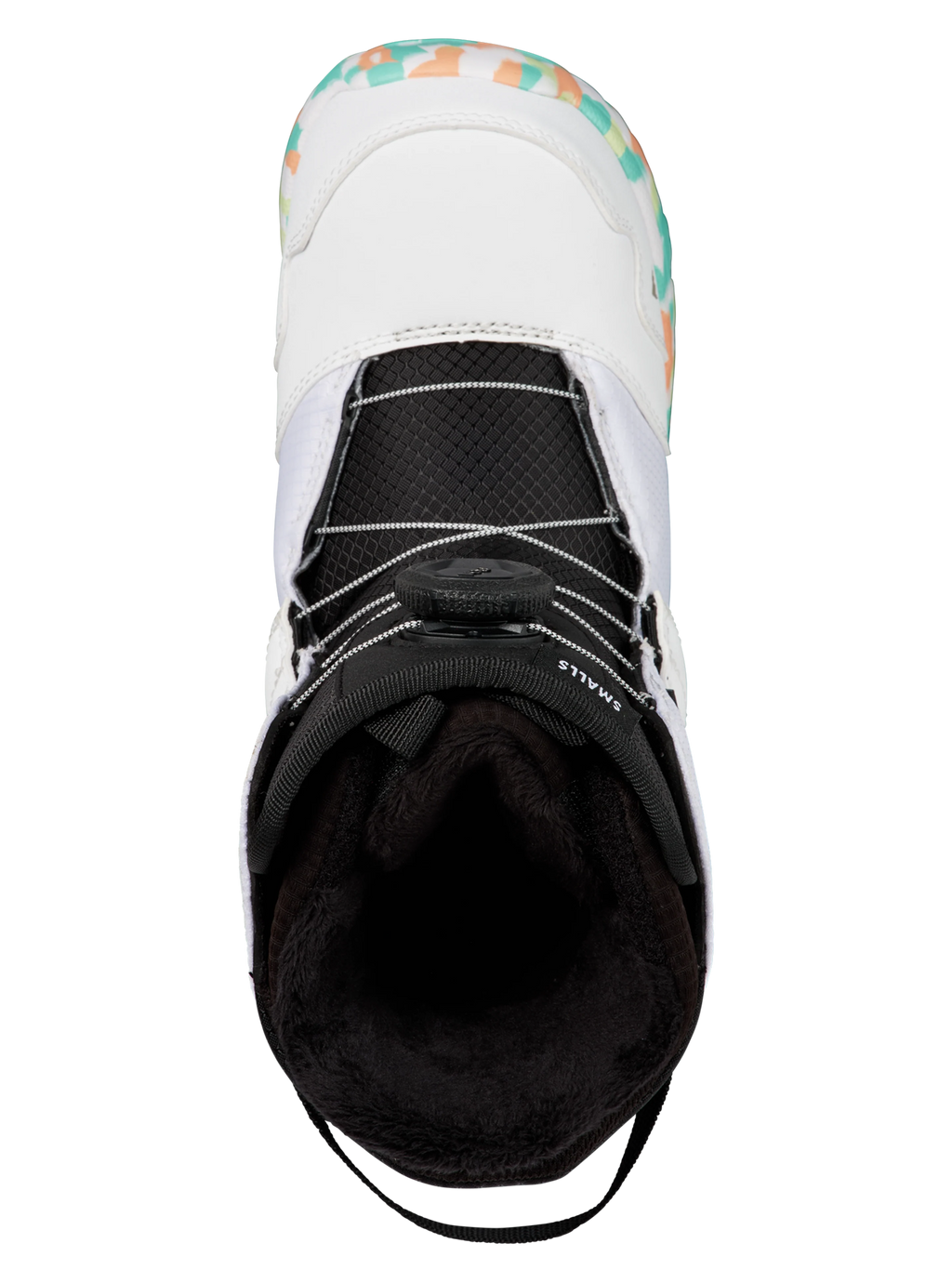 Burton Kids' Smalls BOA Snowboard Boots in White - top-down view