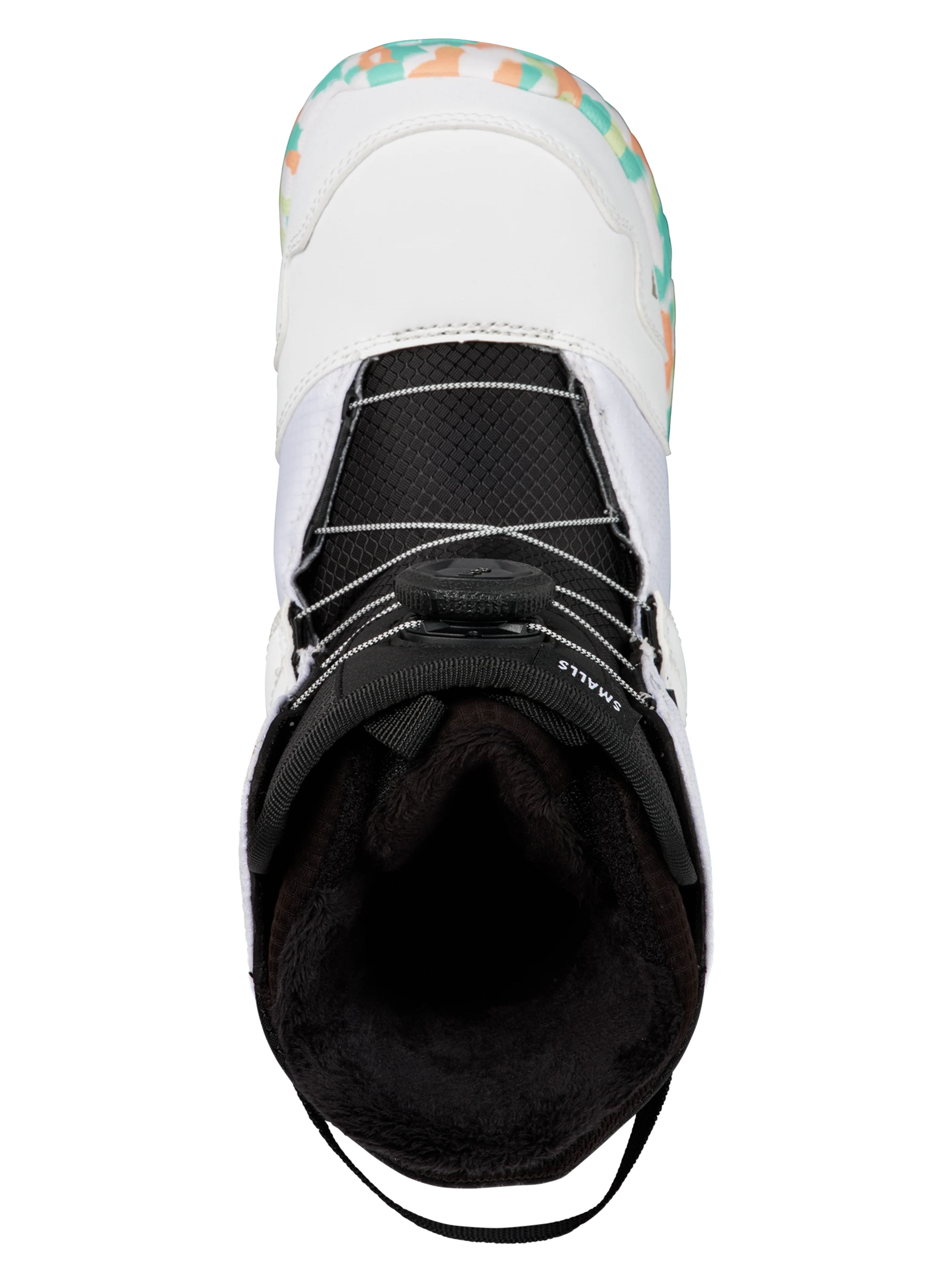 Burton Kids' Smalls BOA Snowboard Boots in White - top-down view
