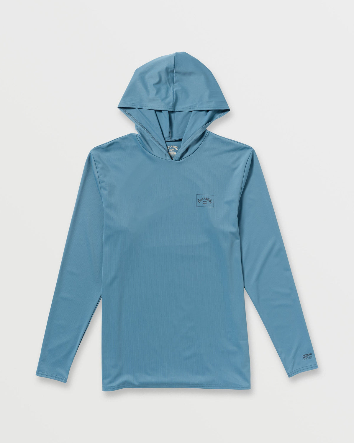 Billabong Arch Mesh Long Sleeve Hooded Surf Tee Baby Blue flat lay