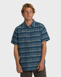 Billabong All Day Stripe Short Sleeve Shirt Dark Denim front