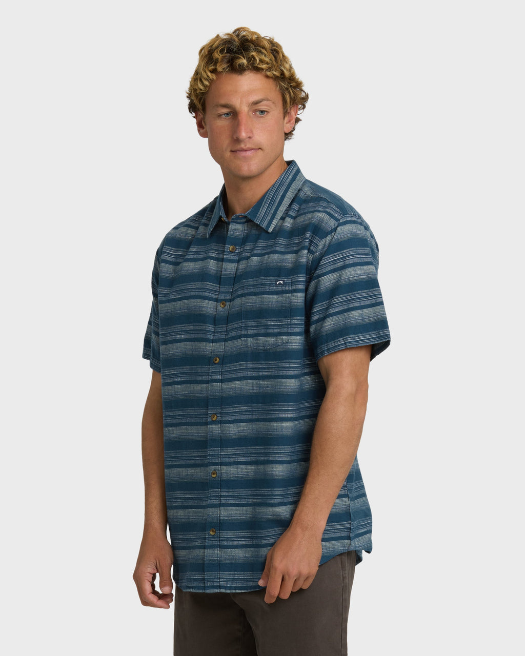 Billabong All Day Stripe Short Sleeve Shirt Dark Denim side