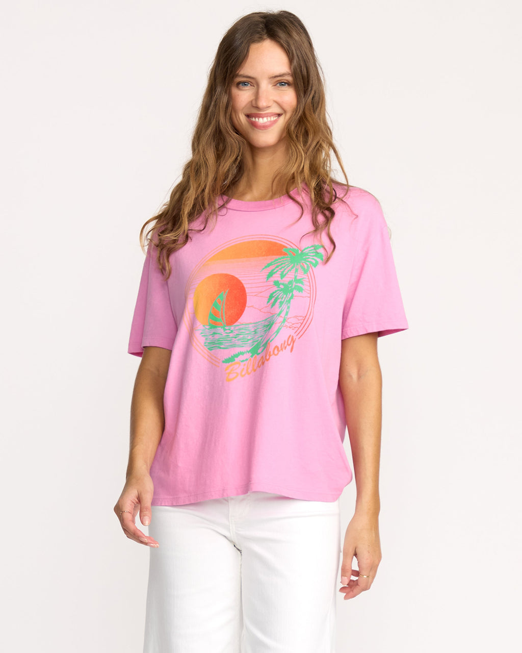 Billabong Women's Bright New Day Tee - Bright Rose - front