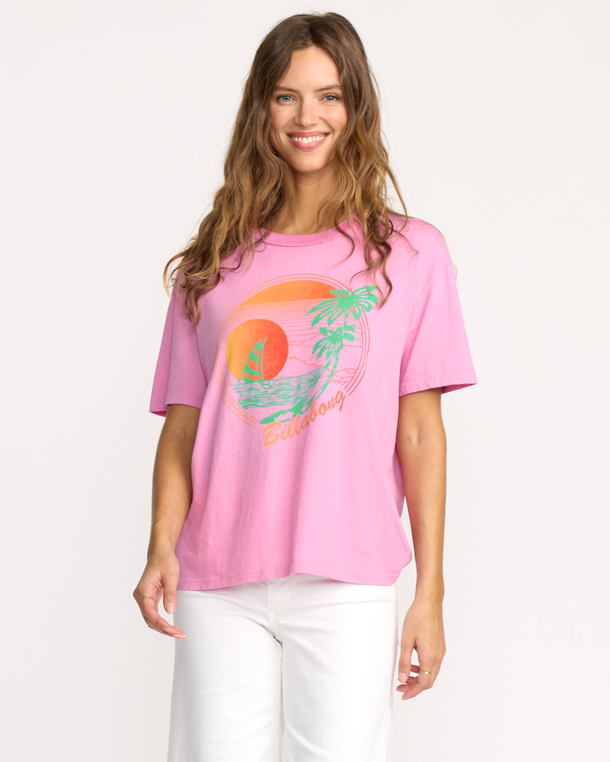 Billabong Women's Bright New Day Tee - Bright Rose - front