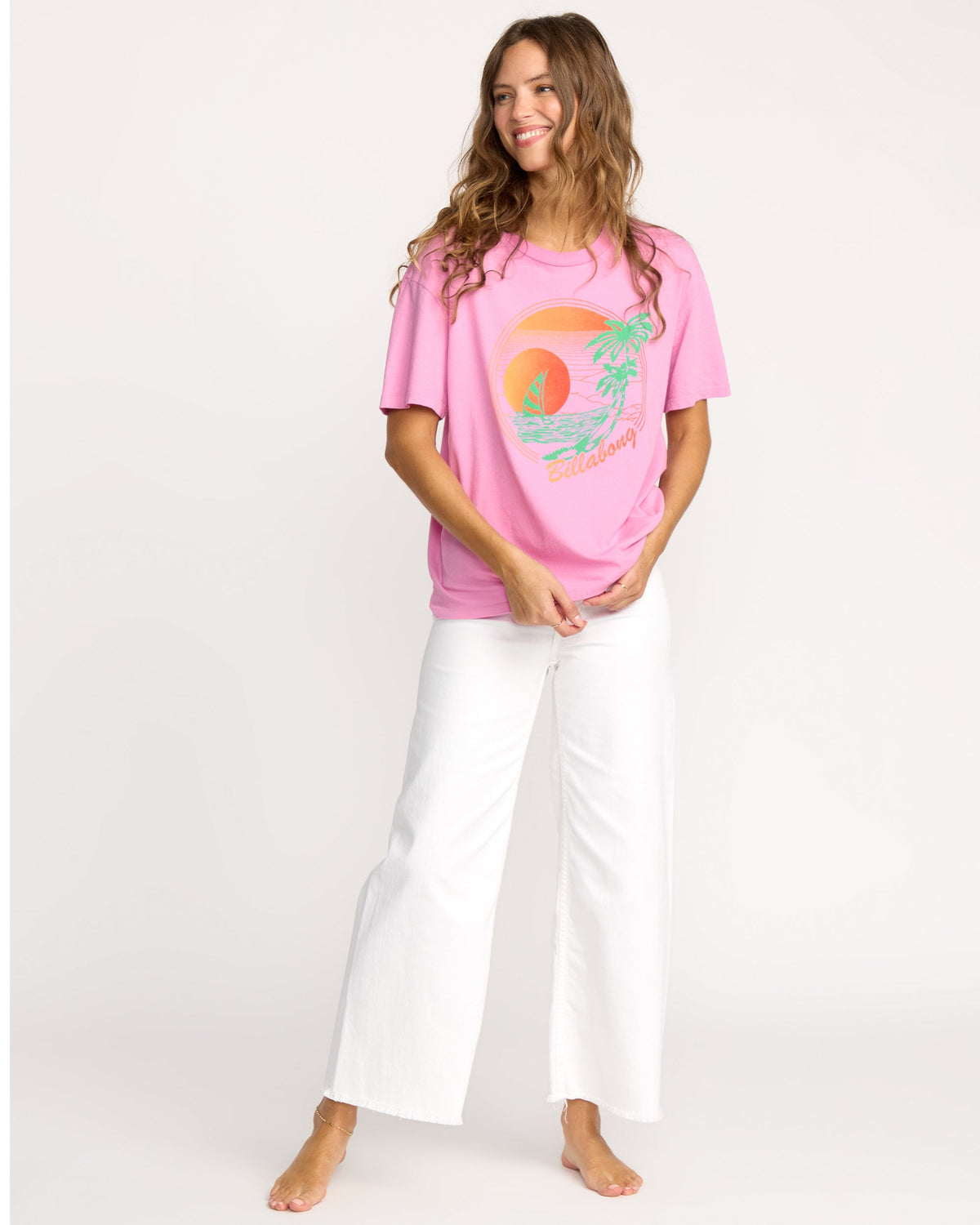 Billabong Women's Bright New Day Tee - Bright Rose - detail