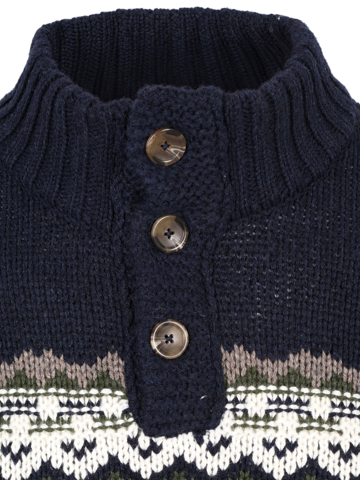 New Zealand Auckland Men's Button Collar Pullover - Steel Navy, collar detail