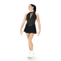 Jerrys Skating World Shines & Lines Dress - black with silver and gold pinstripe, front