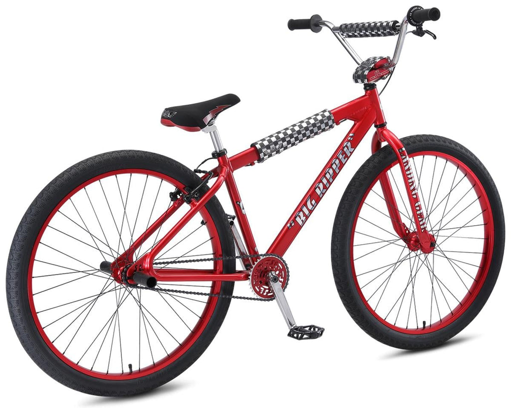 SE Big Ripper 29" BMX bike in Red Ano, three-quarter rear view