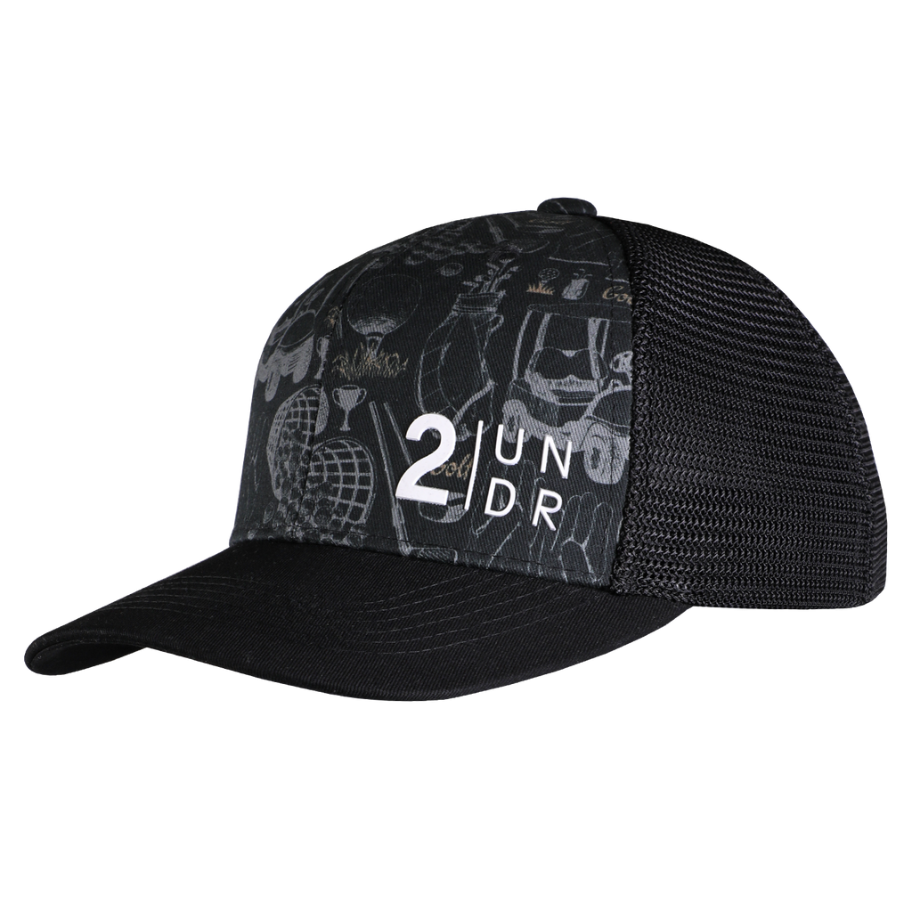2UNDR Printed Mesh Hat Range Time front