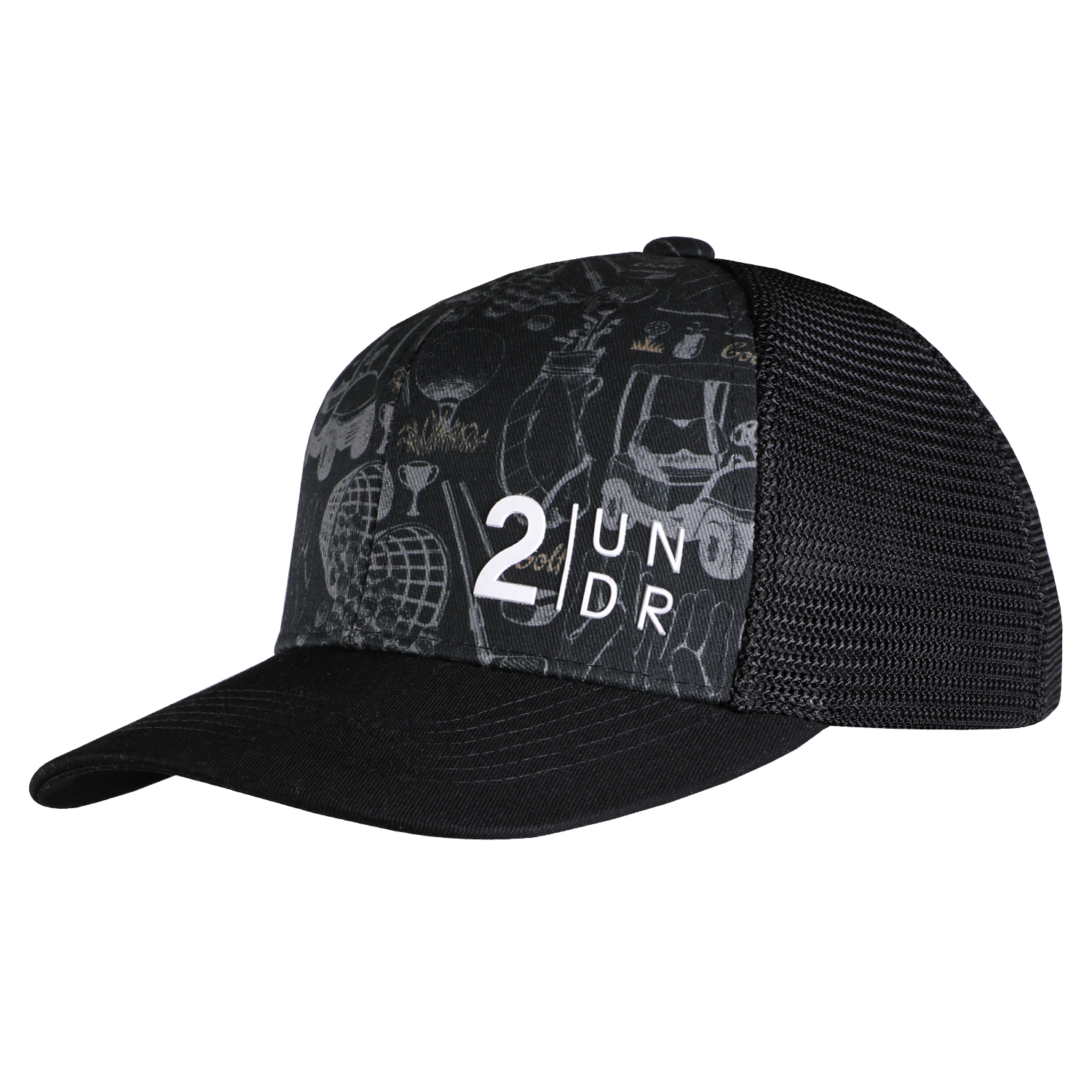 2UNDR Printed Mesh Hat Range Time front