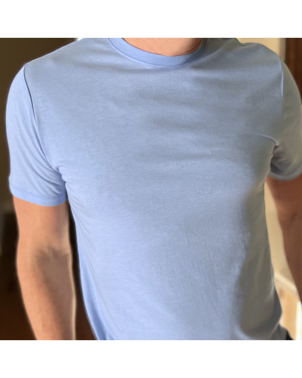 2UNDR All Day Crew Tee - Light Blue on-model front