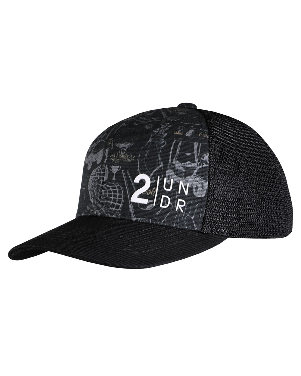 2UNDR Printed Mesh Hat Range Time front