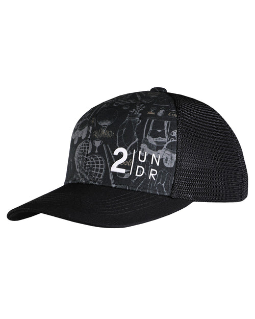 2UNDR Printed Mesh Hat Range Time front