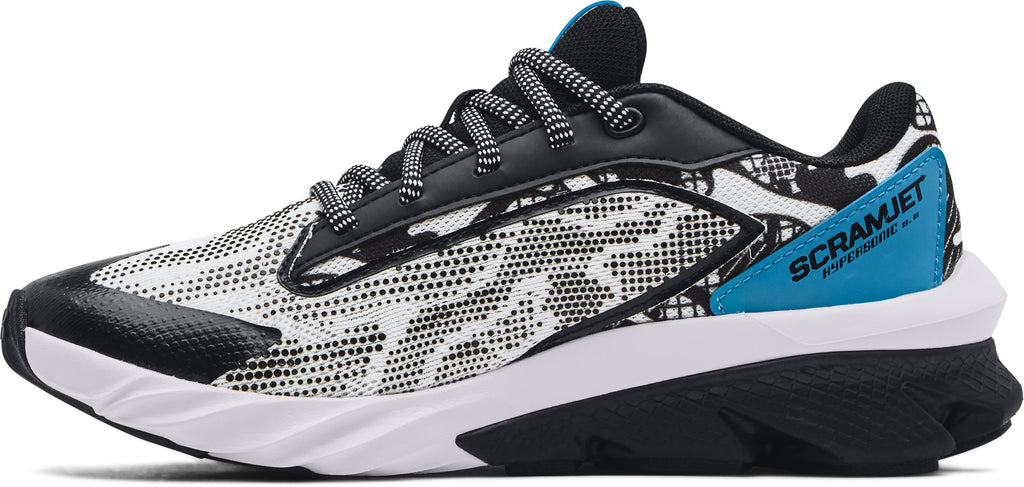 Under Armour Boys' Grade School UA Charged Scramjet 4 Colorshift Running Shoes White - medial view