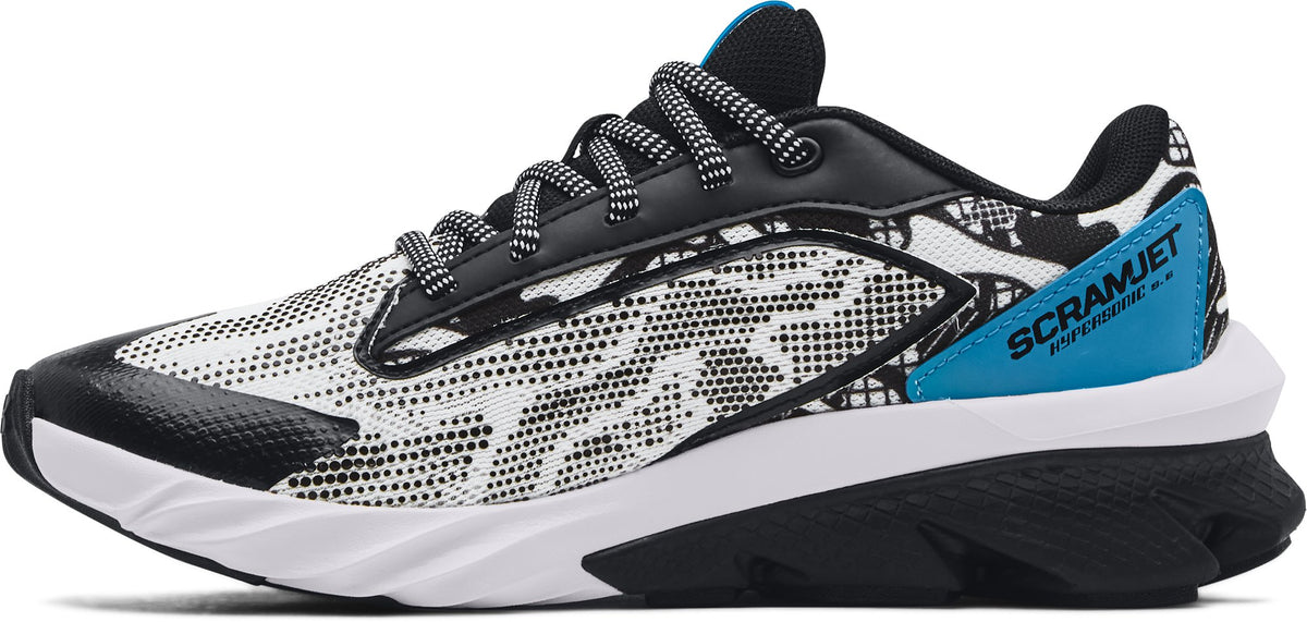 Under Armour Boys' Grade School UA Charged Scramjet 4 Colorshift Running Shoes White - medial view