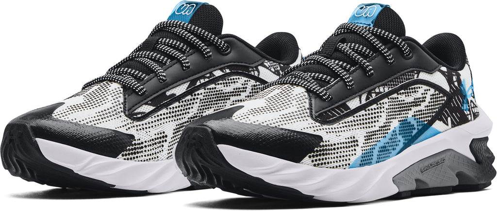 Under Armour Boys' Grade School UA Charged Scramjet 4 Colorshift Running Shoes White - pair