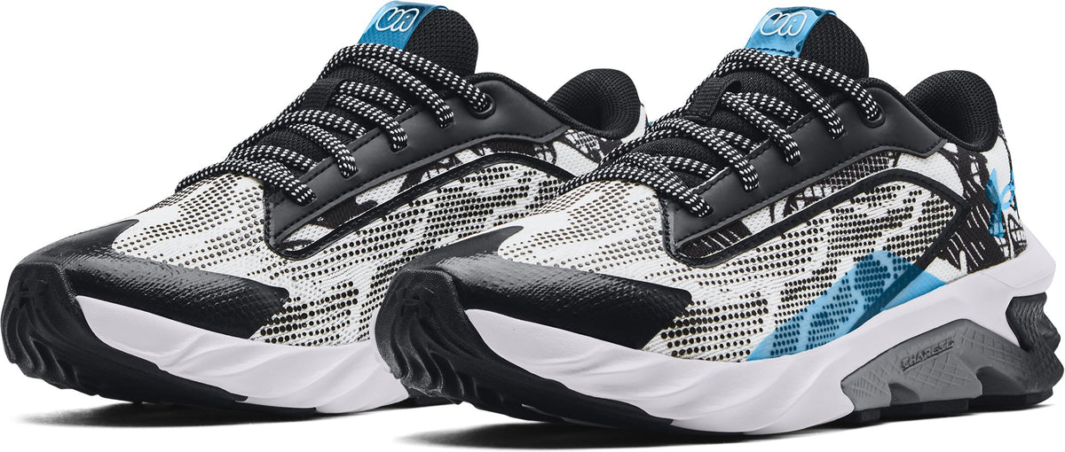 Under Armour Boys' Grade School UA Charged Scramjet 4 Colorshift Running Shoes White - pair