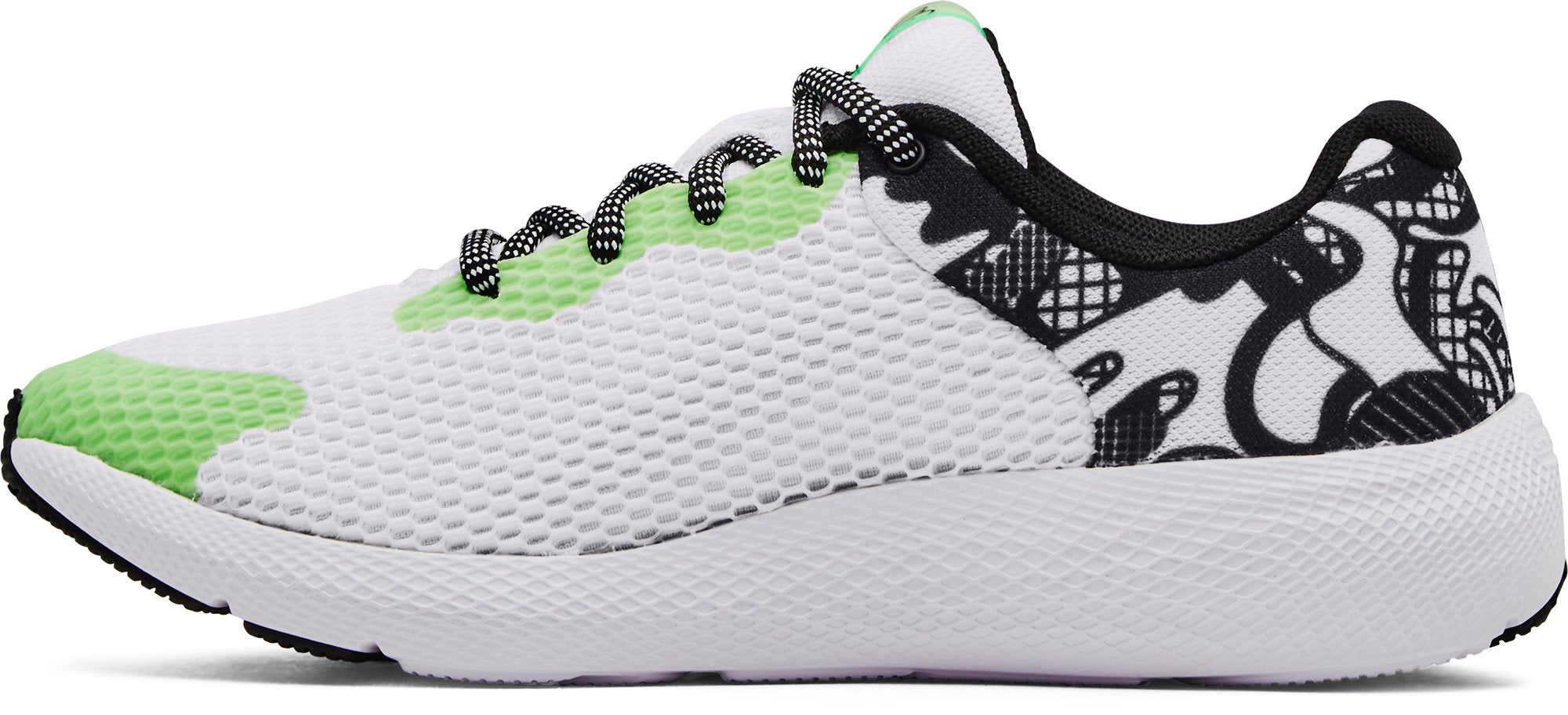 Under Armour Boys' Grade School UA Charged Pursuit 2 Big Logo Running Shoes White - medial view