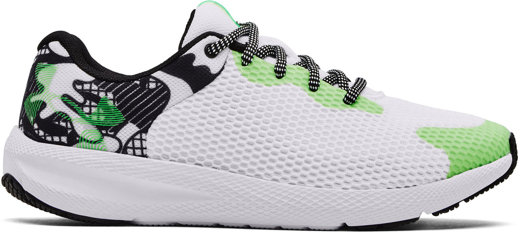 Under Armour Boys' Grade School UA Charged Pursuit 2 Big Logo Running Shoes White - lateral view