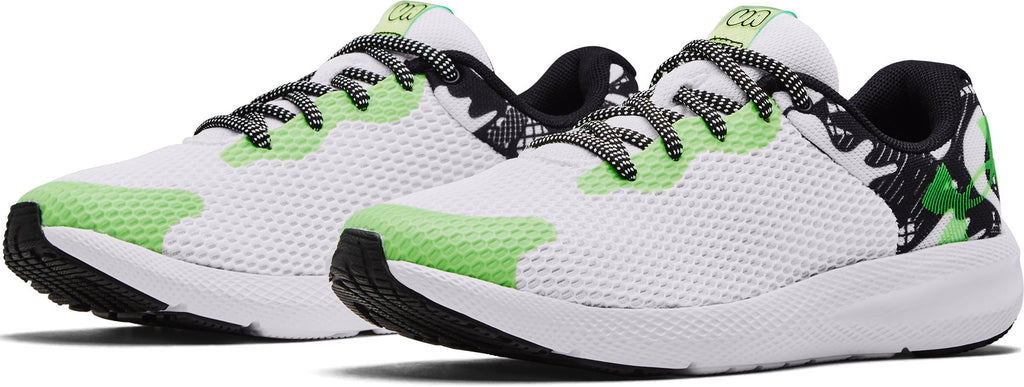 Under Armour Boys' Grade School UA Charged Pursuit 2 Big Logo Running Shoes White - pair