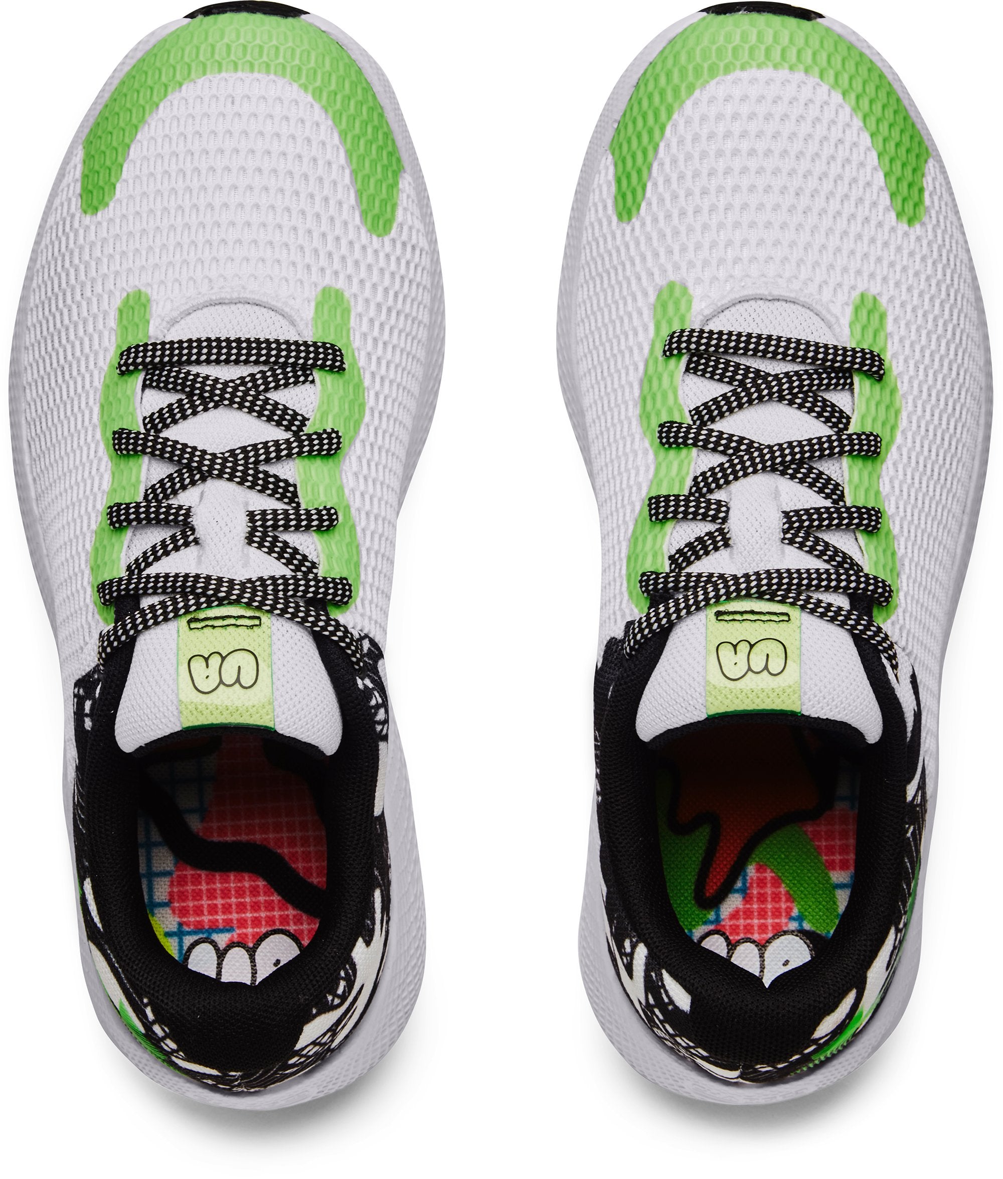Under Armour Boys' Grade School UA Charged Pursuit 2 Big Logo Running Shoes White - top view