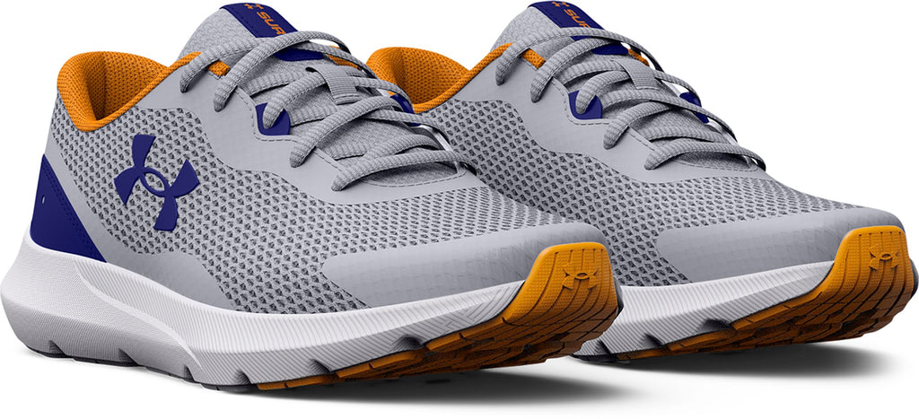 Under Armour Boys' Grade School UA Surge 3 Running Shoes Mod Gray/Bauhaus Blue - pair