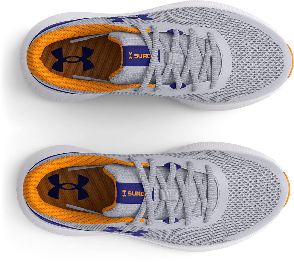 Under Armour Boys' Grade School UA Surge 3 Running Shoes Mod Gray/Bauhaus Blue - top view