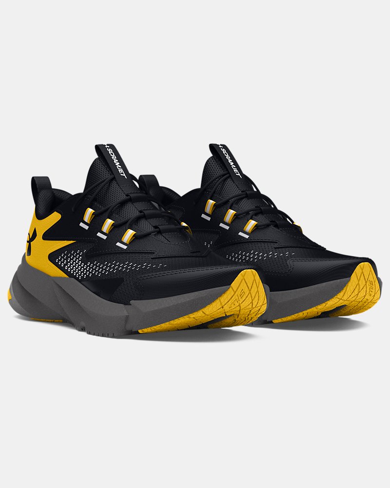 Under Armour Boys' Pre-School Scramjet 6 AL Running Shoes - Black/Taxi/Black pair view