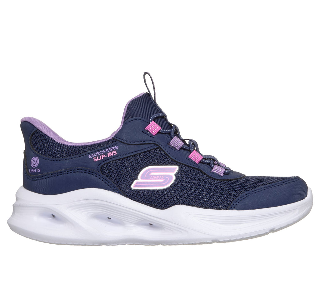 Skechers Kids Sola Glow Shoes - Navy/Multi - lateral