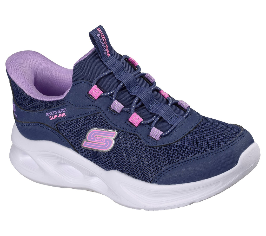 Skechers Kids Sola Glow Shoes - Navy/Multi - profile
