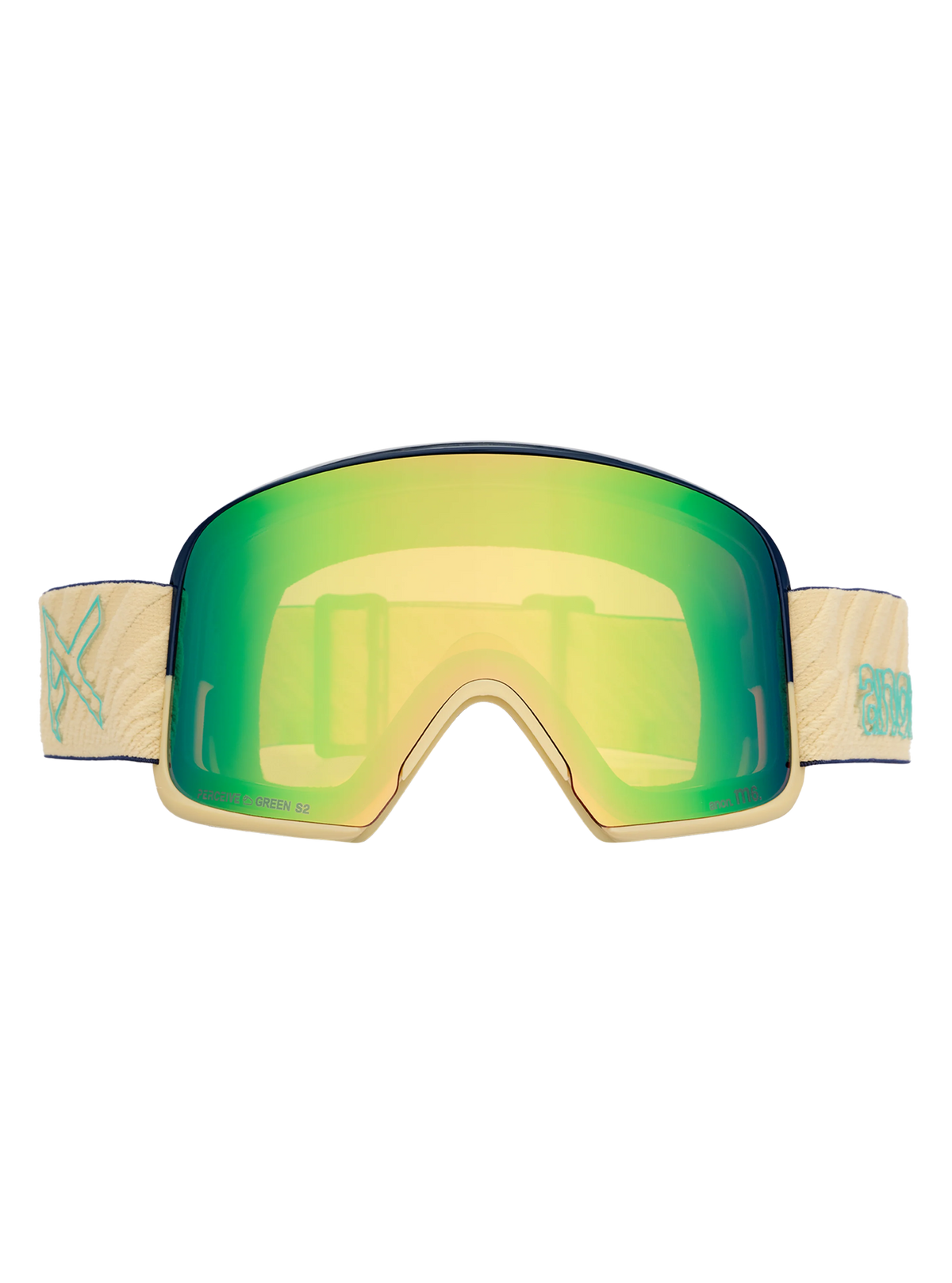 Anon M6 Goggles + Bonus Lens + MFI Face Mask - Beechwood/Variable Green, front view