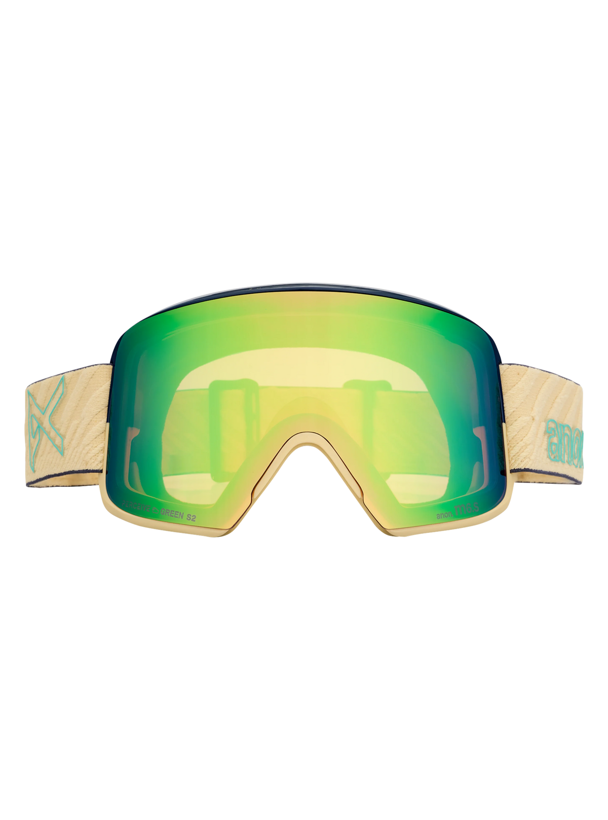 Anon M6S Goggles + Bonus Lens + MFI Face Mask - Beechwood/Variable Green, front view