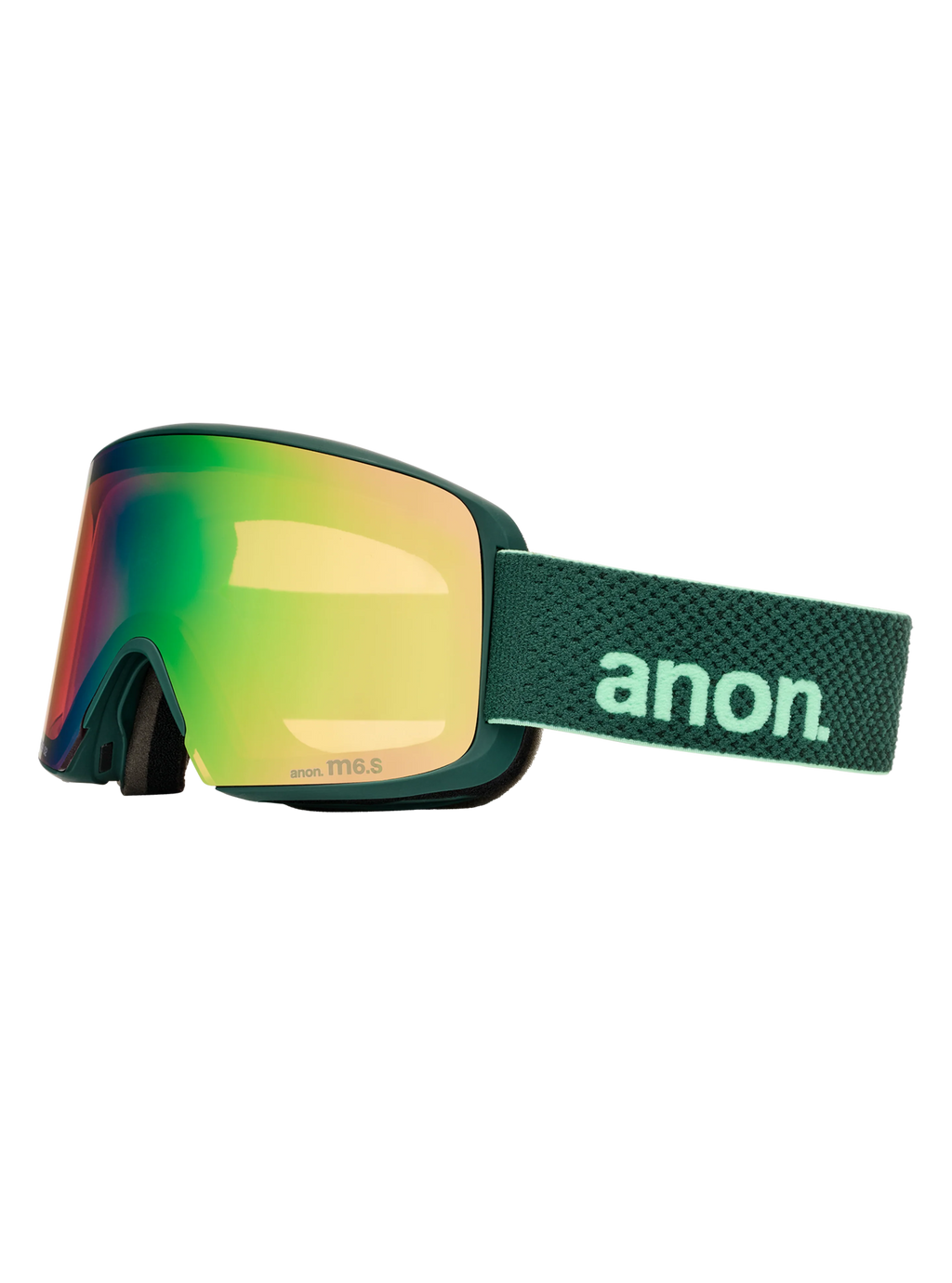 Anon M6S Goggles + Bonus Lens + MFI Face Mask - Brunswick Green/Variable Green, right angled view
