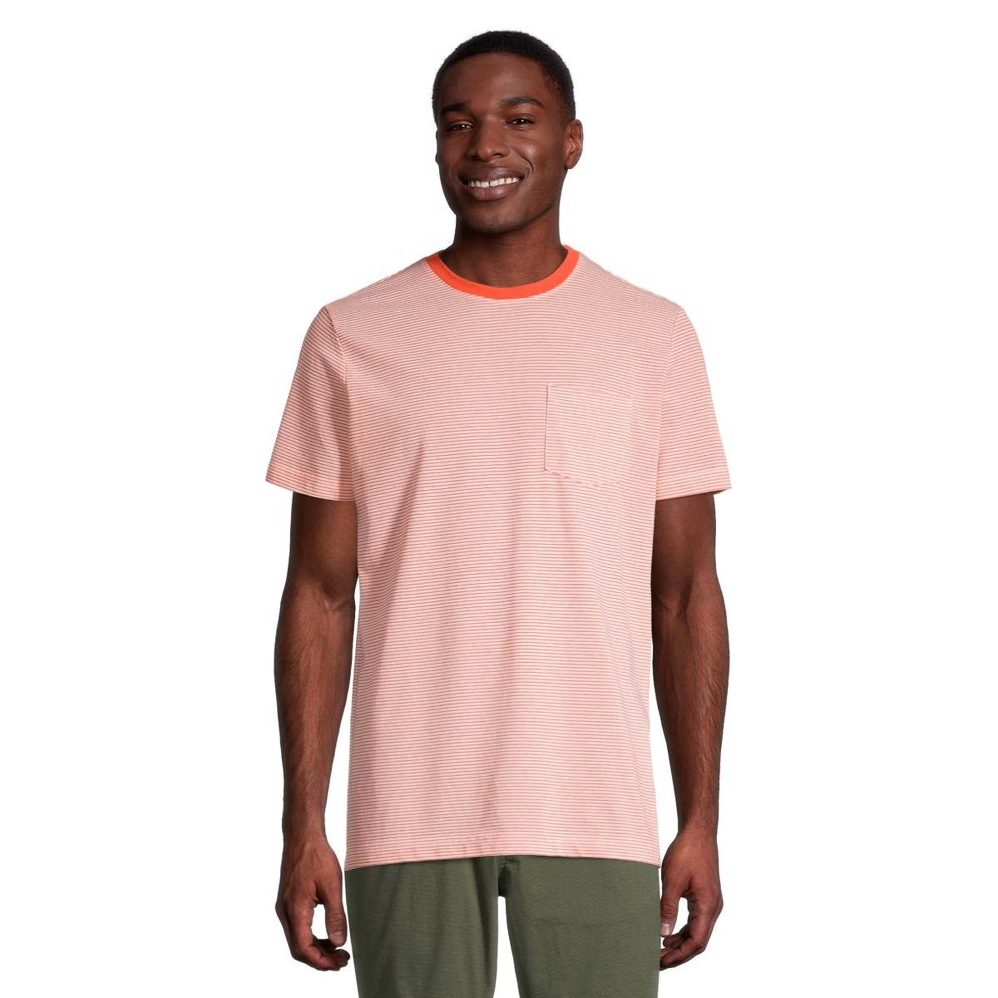 Ripzone Men's Nanoose Stripe Pocket Tee - Camelia - front