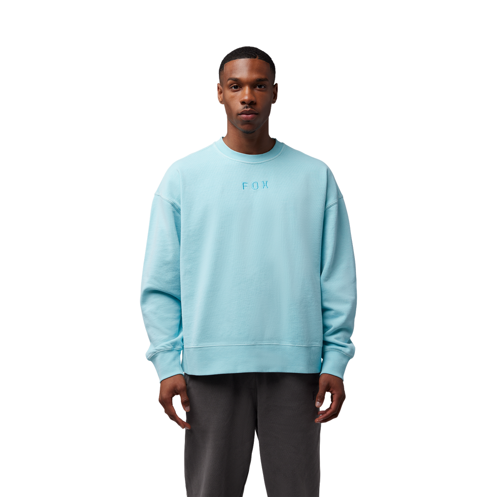 Fox Wordmark Oversized Crew Pullover - Light Blue - Detail