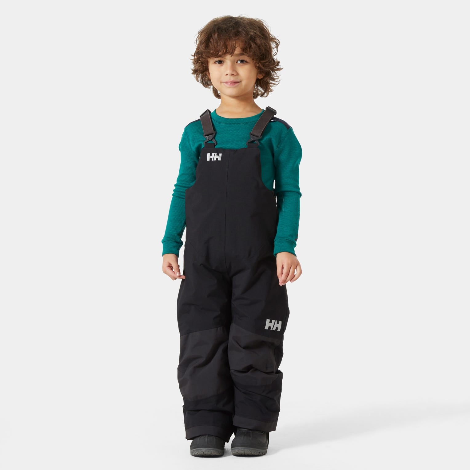 Helly Hansen Kids' Rider 2 Insulated Bib Pants, Black, on-model front