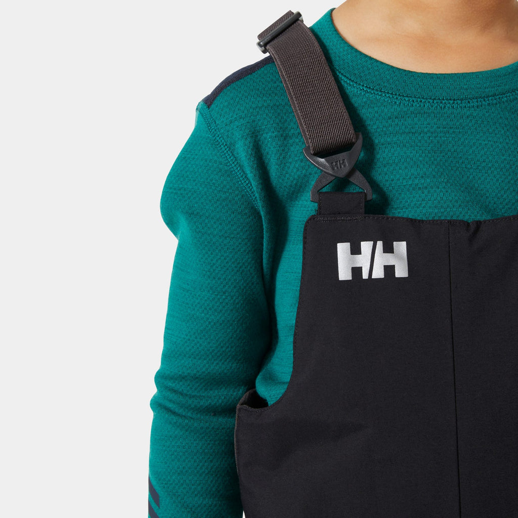 Helly Hansen Kids' Rider 2 Insulated Bib Pants, Black, suspender detail