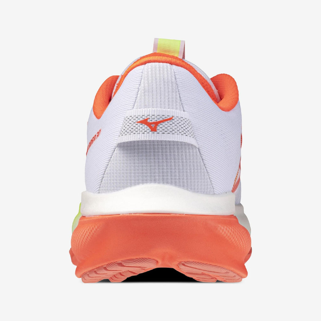 Mizuno Women's Wave Rider 30 Running Shoes - White/Coral - heel