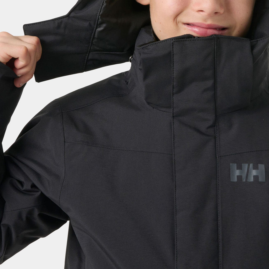 Helly Hansen Juniors' Orionpeak Jacket, Black, collar detail