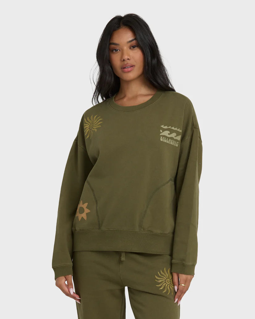 Billabong Women's Sightseer Wave Crewneck Sweatshirt