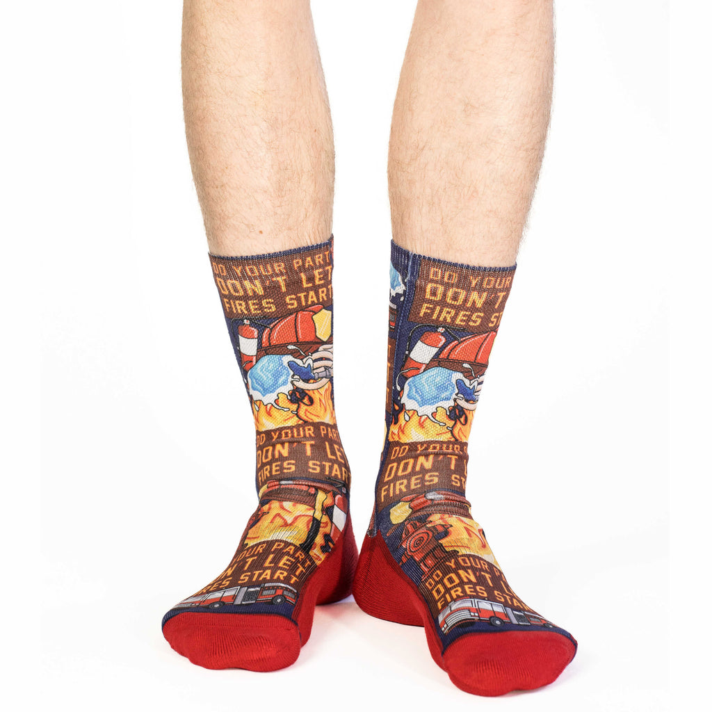 Good Luck Sock Firefighter Don't Let Fires Start Socks - side view